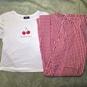 Marshalls Cherry Print Pajama Set - White and Red